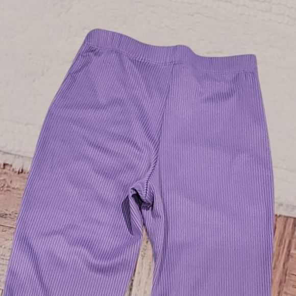Purple Flare Rib-knit Pants with Lettuce Trim - Picture 6 of 14